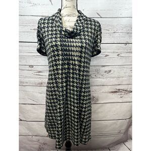 Jessica Howard Houndstooth Dress Cowl Neck Career Casual Work Office‎ Party